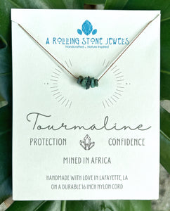 Tourmaline Raw Cord Necklace