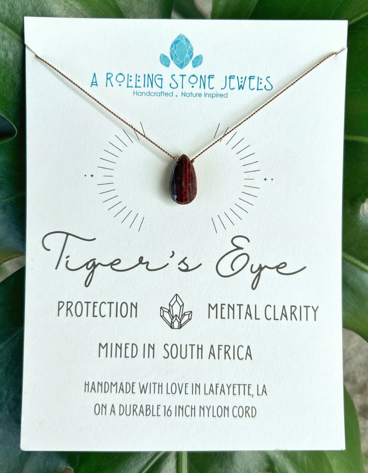 Red Tigers Eye Faceted Cord Necklace