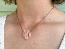 Load image into Gallery viewer, Rose Quartz Triple Wand Necklace