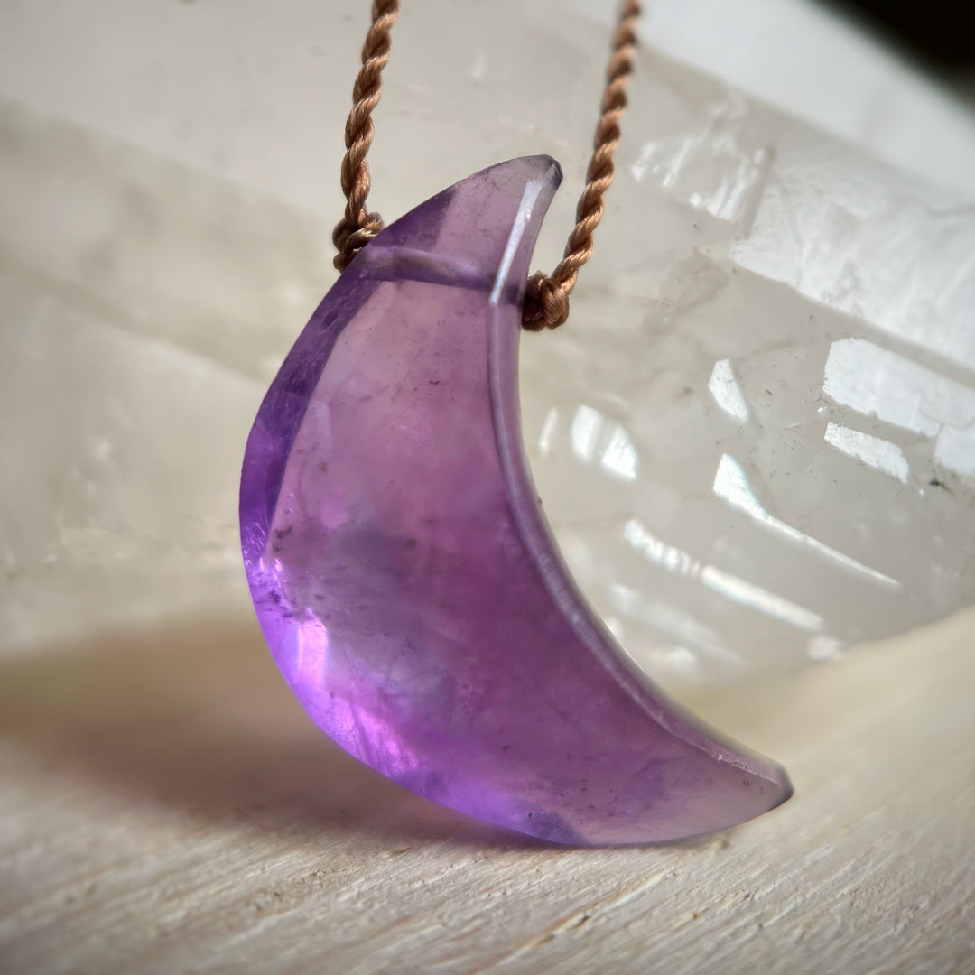 Amethyst Moon Cord Necklace