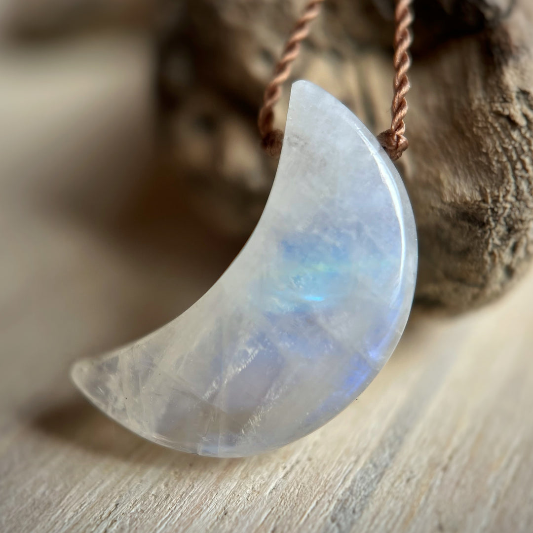 Moonstone Moon Cord Necklace