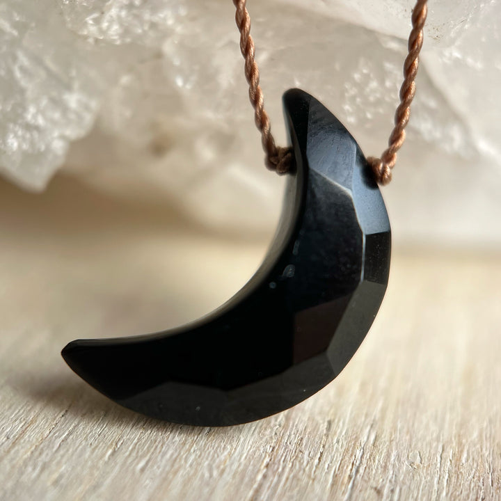 Onyx Moon Cord Necklace