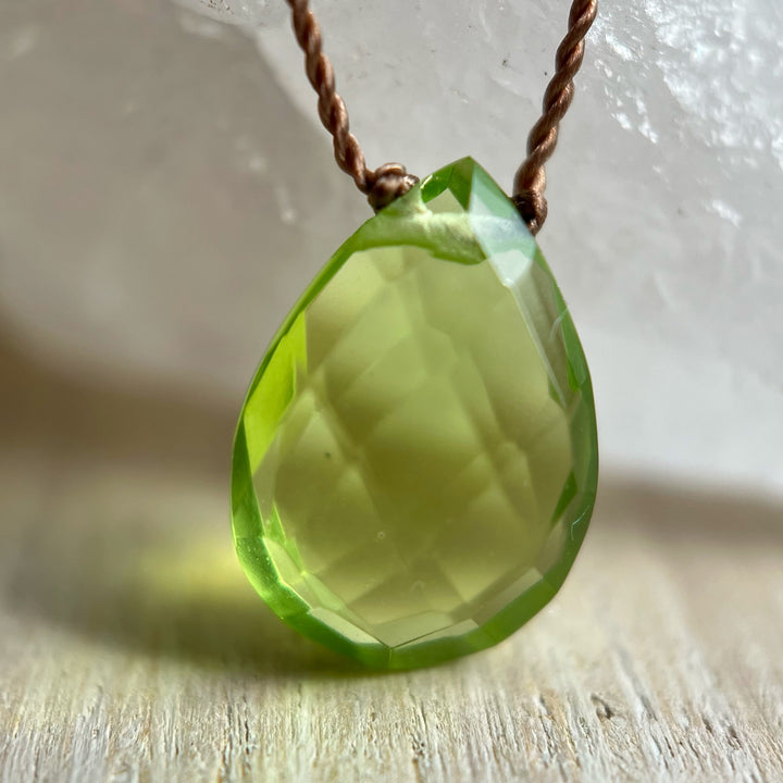 Peridot Quartz Cord Necklace