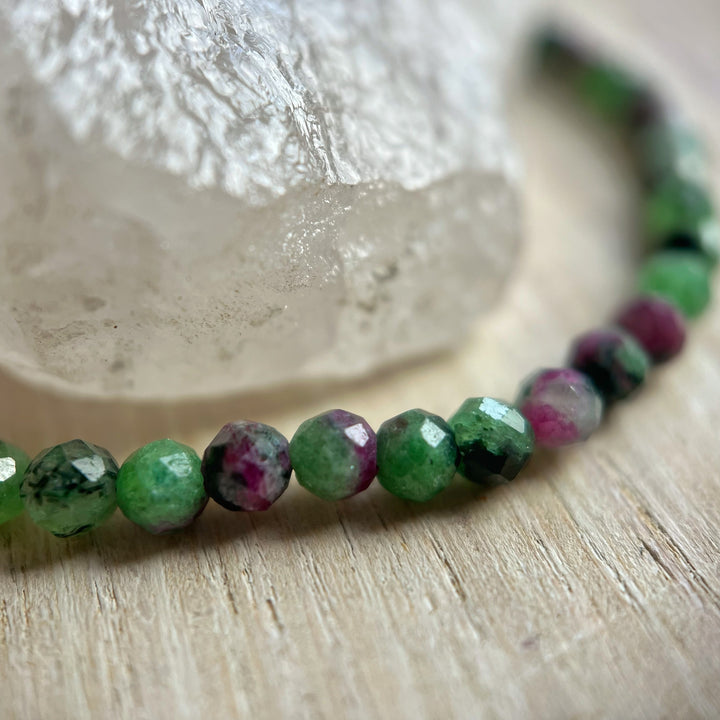 Ruby Zoisite Beaded Cord Necklace