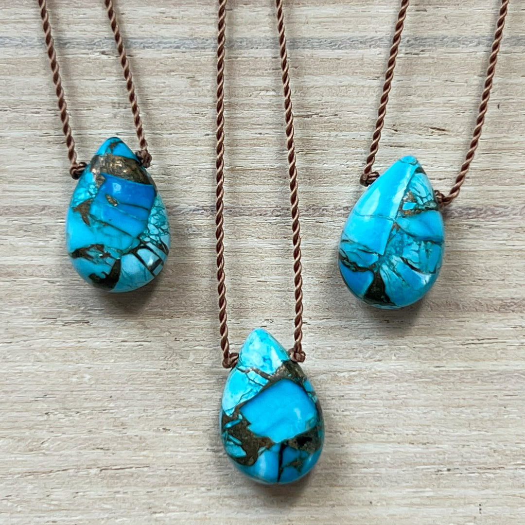 Copper Turquoise Cord Necklace