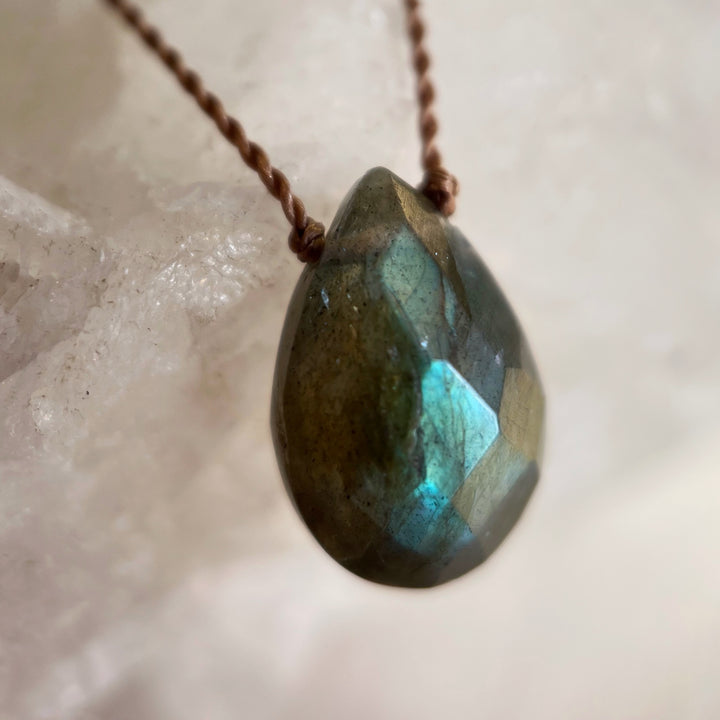 Labradorite Faceted Cord Necklace