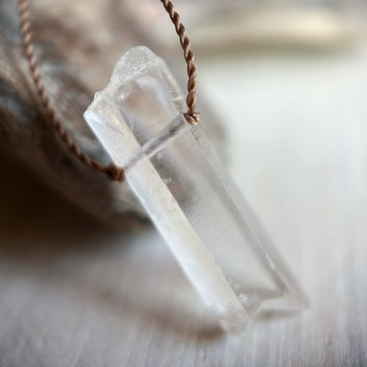 Clear Quartz Wand Cord Necklace