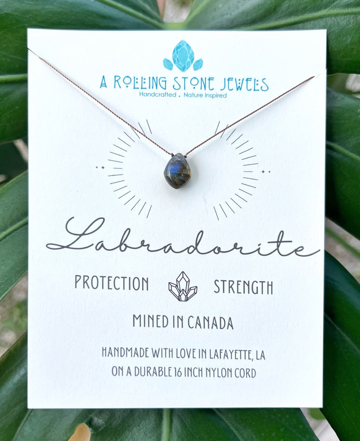 Labradorite Diamond Cord Necklace