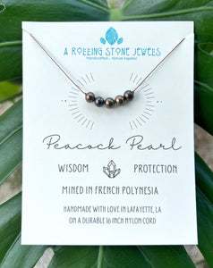 Peacock Pearl Cord Necklace