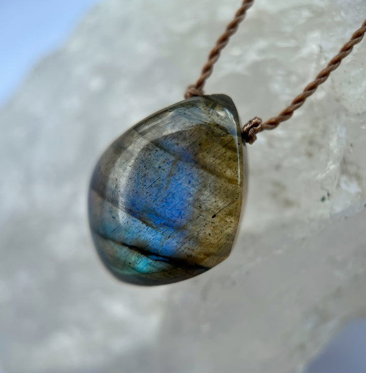 Labradorite Diamond Cord Necklace