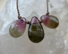 Load image into Gallery viewer, Watermelon Tourmaline Triple Cord Necklace