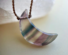 Load image into Gallery viewer, Fluorite Moon Cord Necklace
