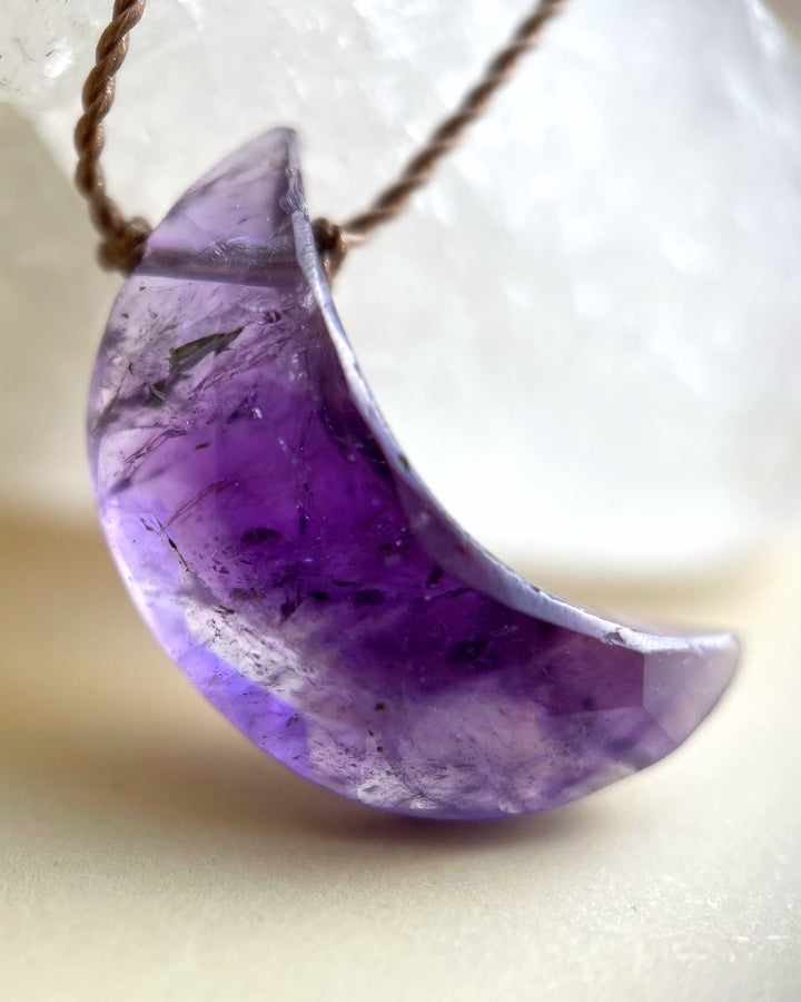 Amethyst Moon Cord Necklace