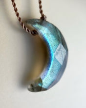 Load image into Gallery viewer, Labradorite Moon Cord Necklace