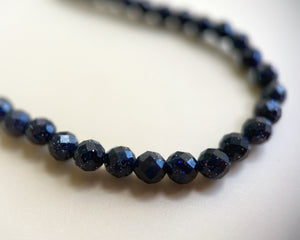 Blue Sandstone Beaded Cord Necklace