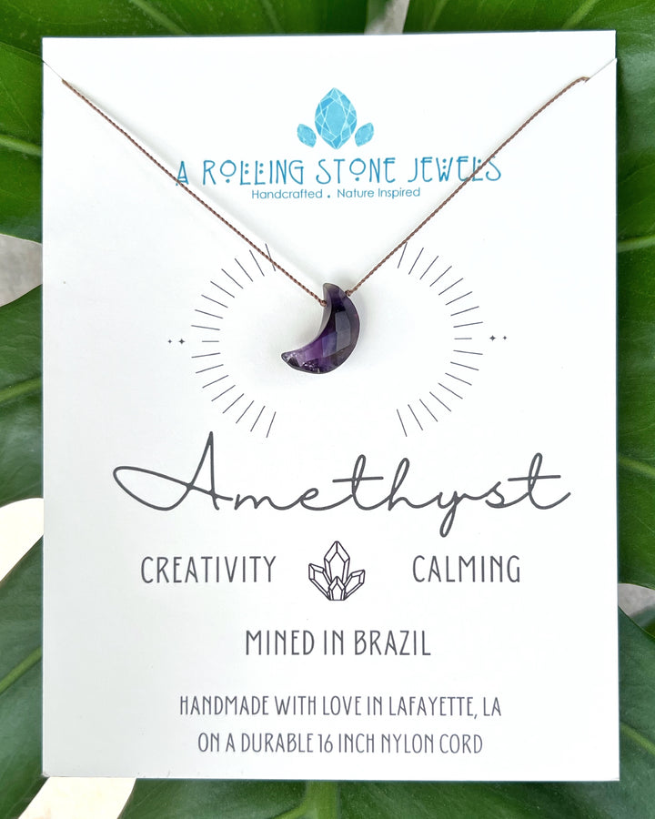 Amethyst Moon Cord Necklace