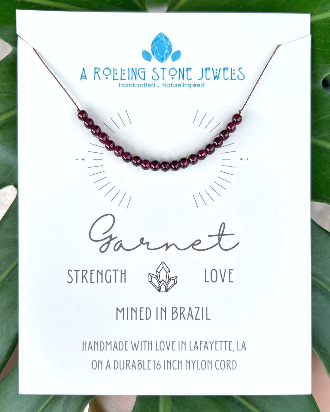 Garnet Beaded Cord Necklace