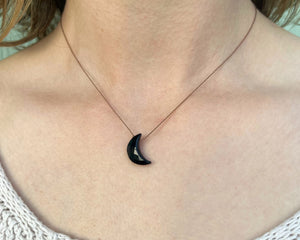 Onyx Moon Cord Necklace