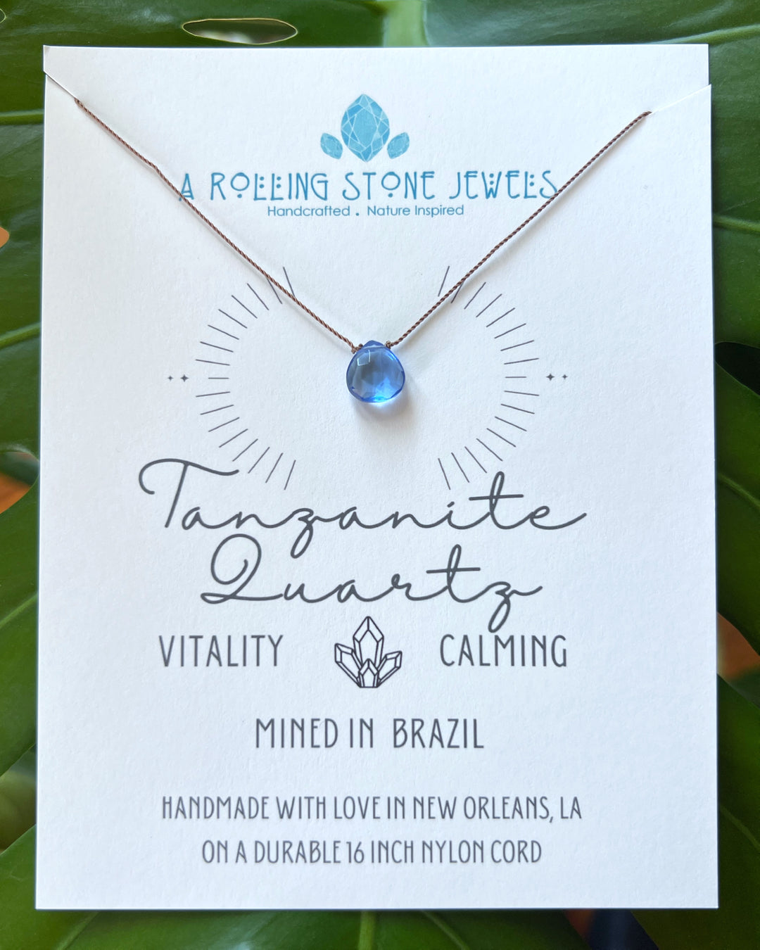 Tanzanite Quartz Droplet Cord Necklace