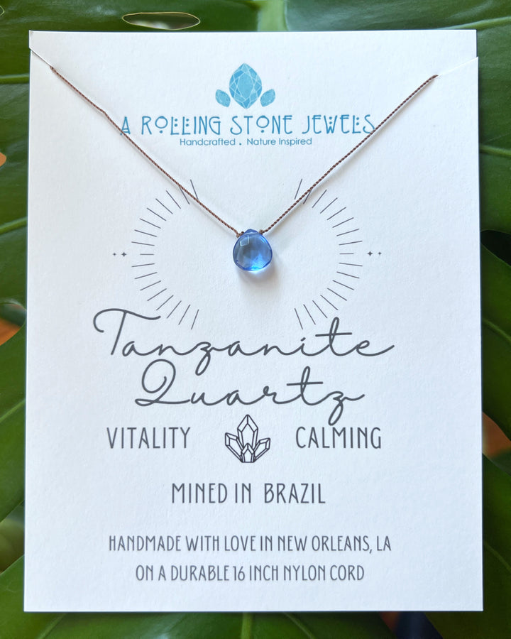 Tanzanite Quartz Droplet Cord Necklace