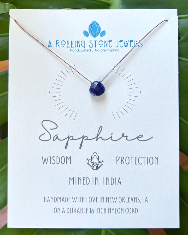 Sapphire Droplet Cord Necklace