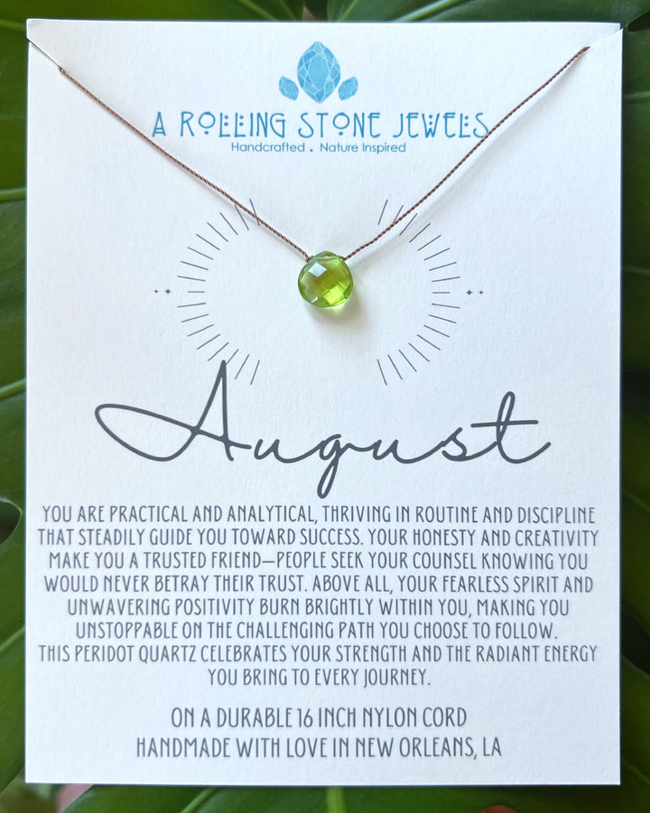 August Birthstone Cord Necklace