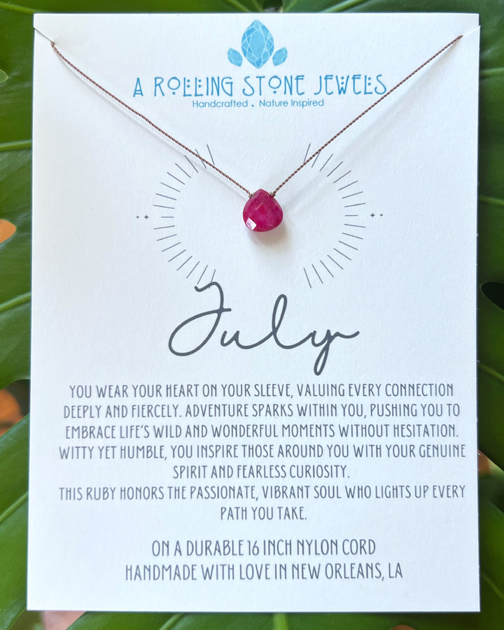 July Birthstone Cord Necklace