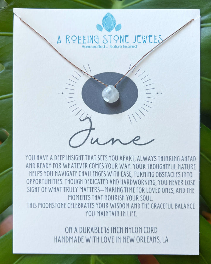 June Birthstone Cord Necklace
