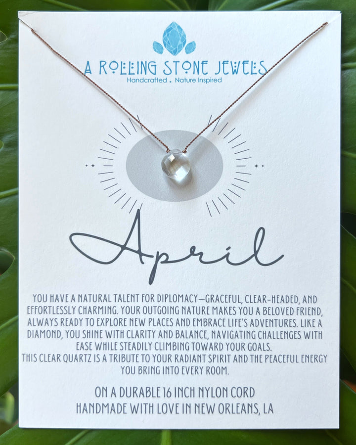 April Birthstone Cord Necklace