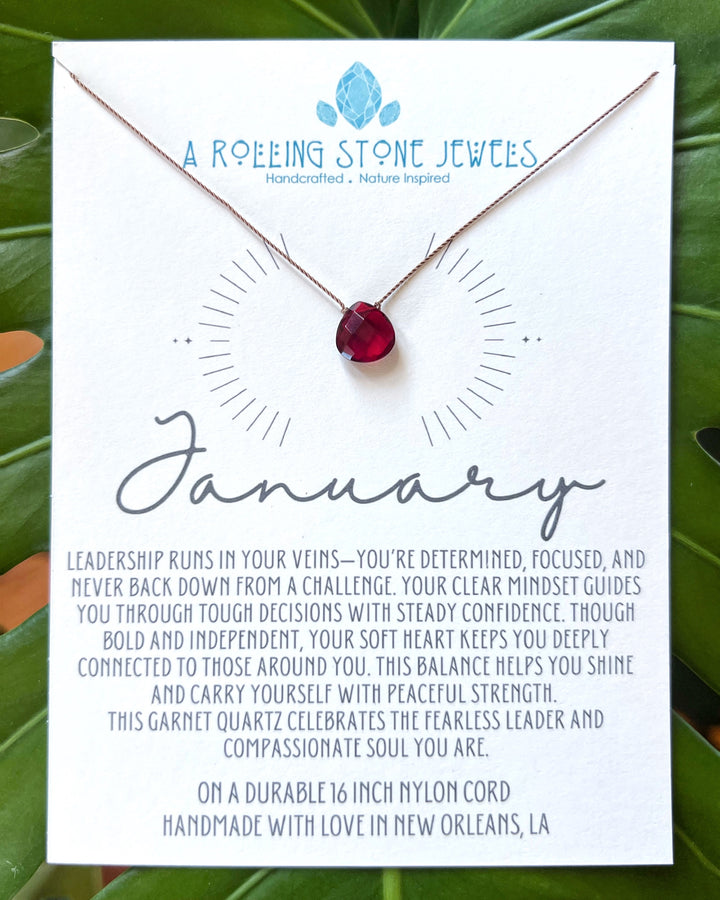 January Birthstone Cord Necklace
