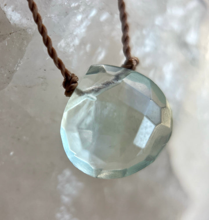 Aquamarine Droplet Cord Necklace