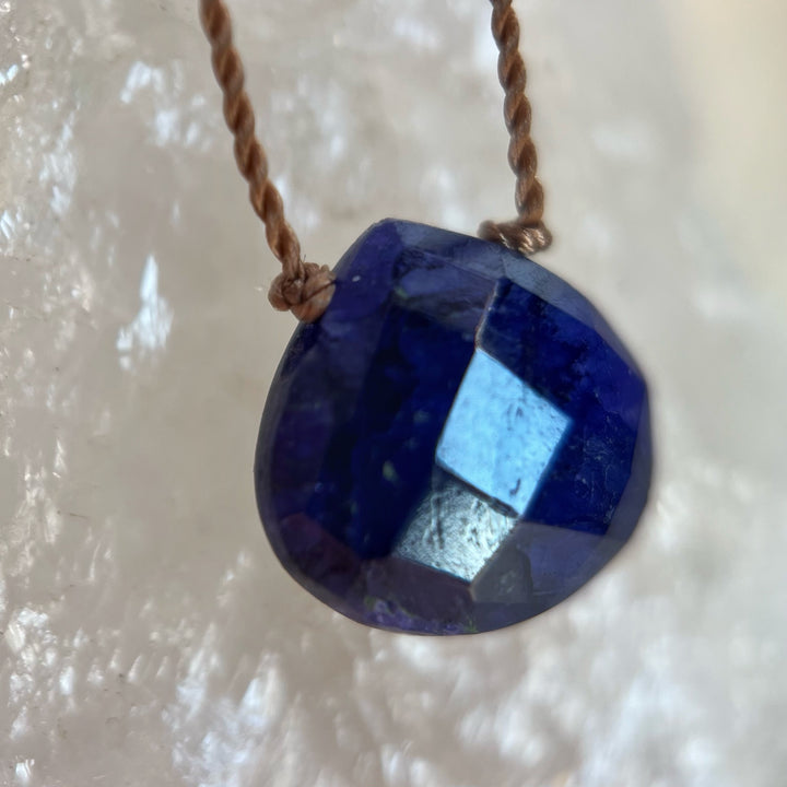Sapphire Droplet Cord Necklace