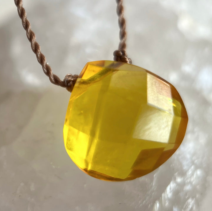 Citrine Droplet Cord Necklace