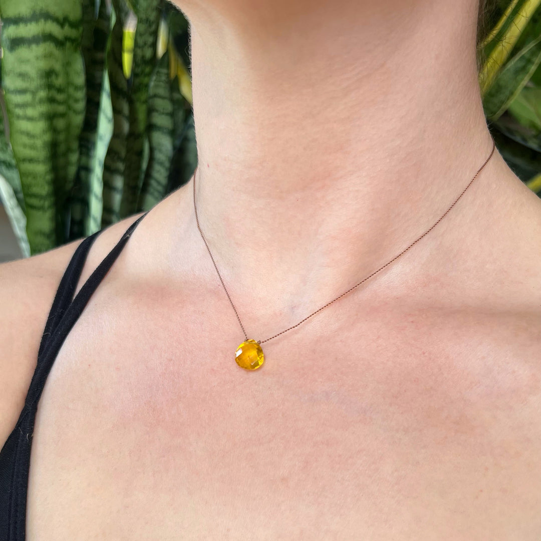 Citrine Droplet Cord Necklace