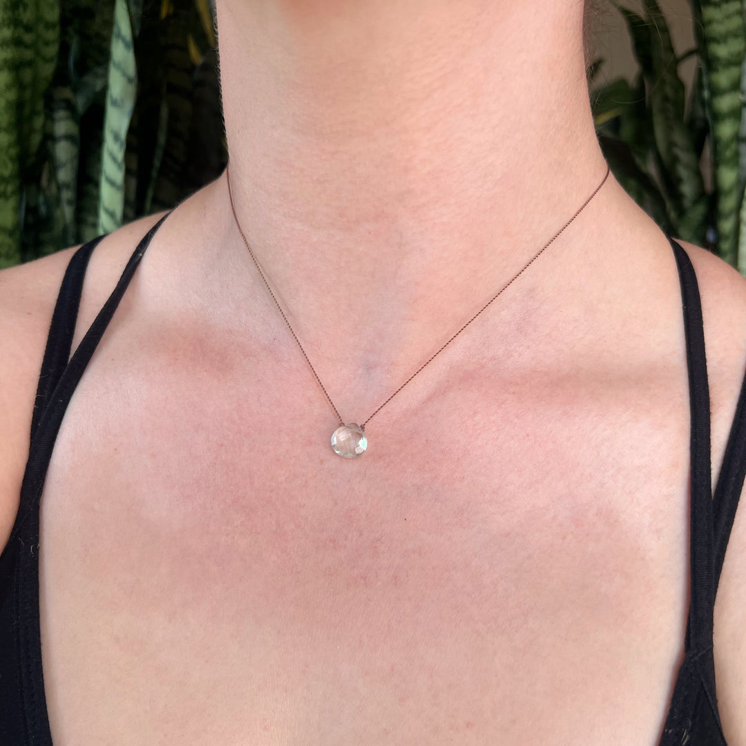 Aquamarine Droplet Cord Necklace