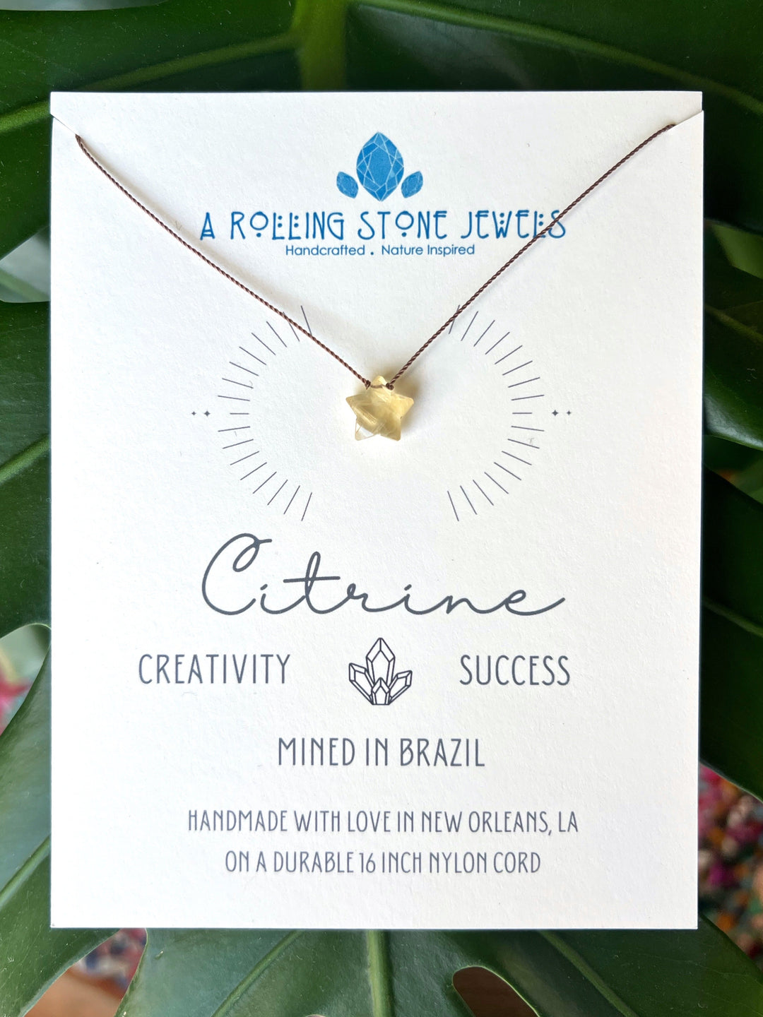 Citrine Star Cord Necklace