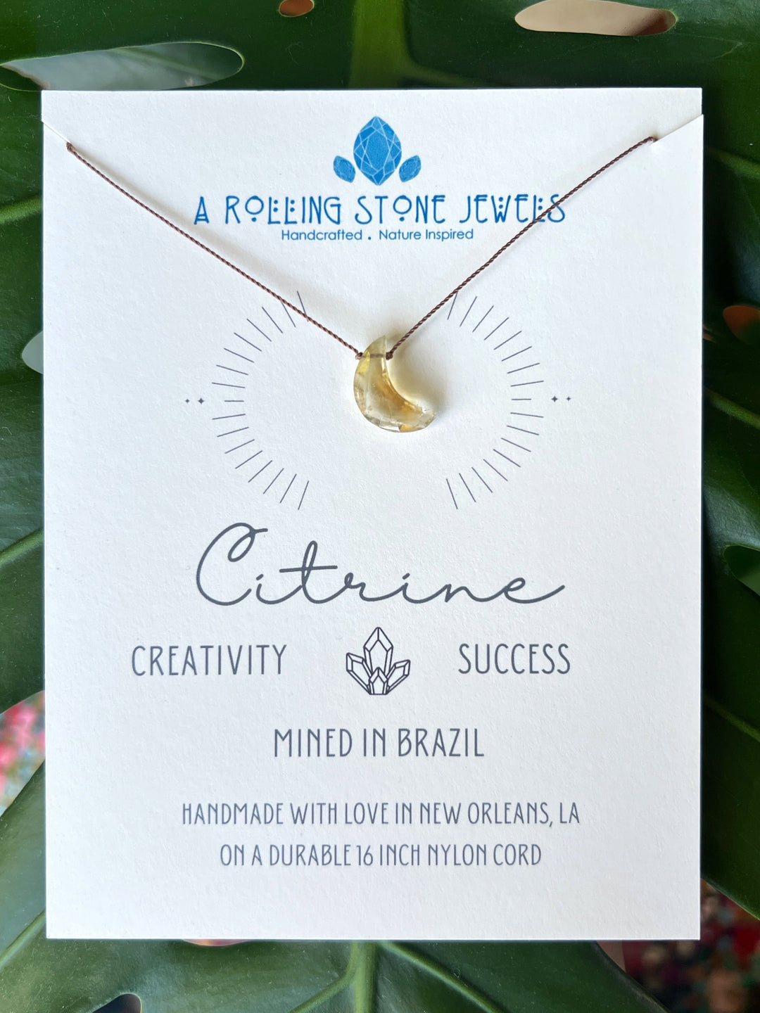 Citrine Moon Cord Necklace
