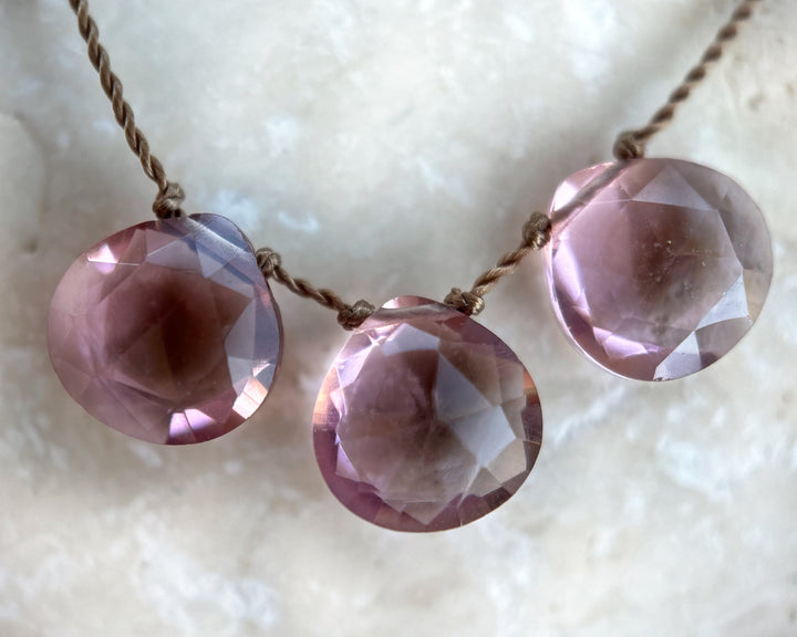 Pink Quartz Triple Cord Necklace