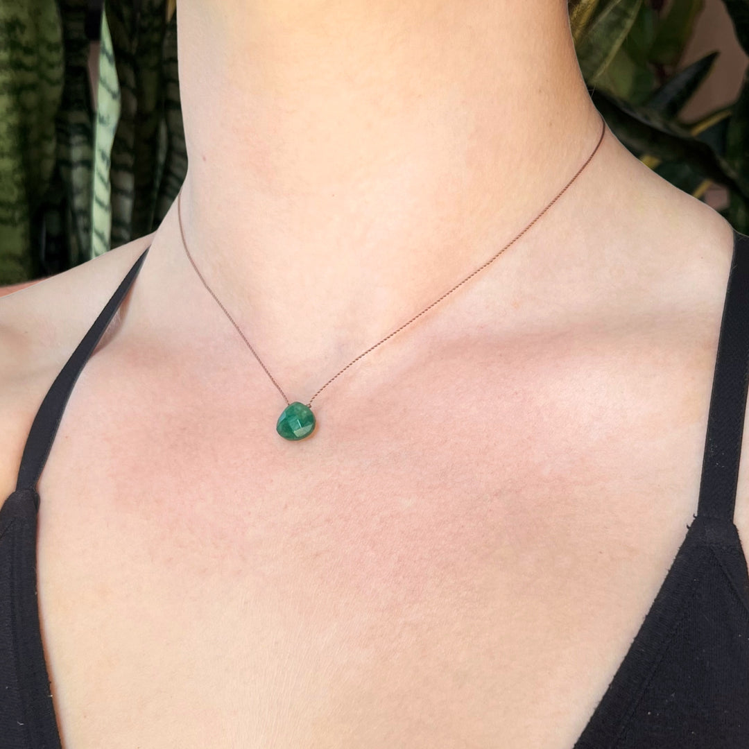 Emerald Droplet Cord Necklace