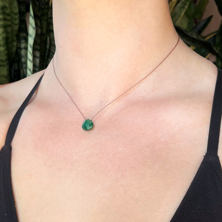 Emerald Droplet Cord Necklace