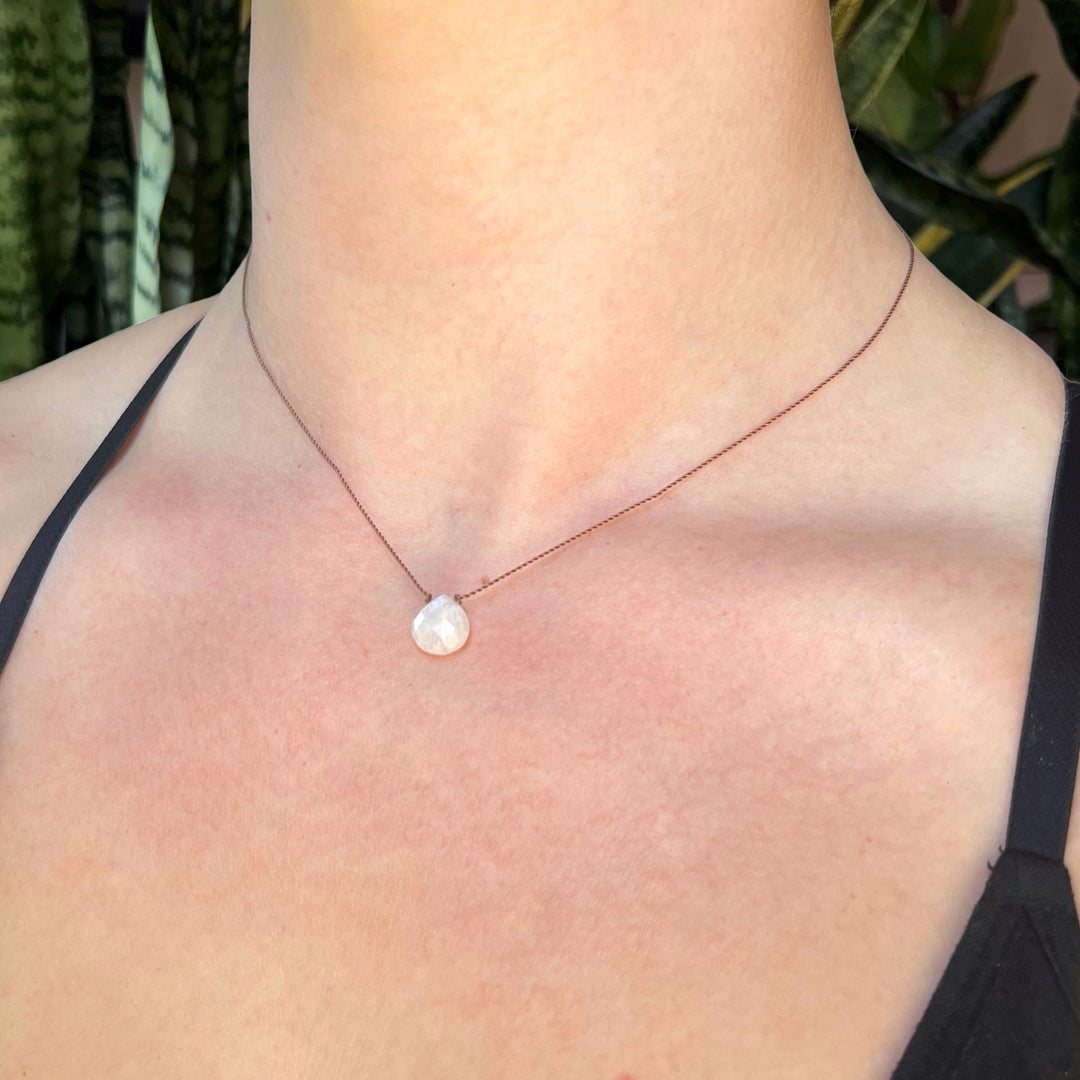 Moonstone Droplet Cord Necklace