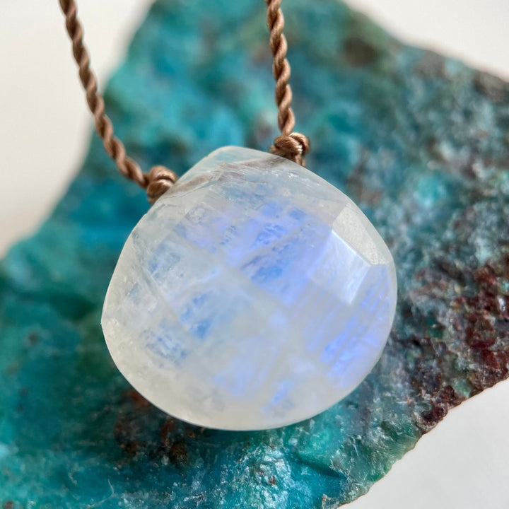 Moonstone Droplet Cord Necklace