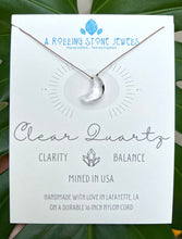 Load image into Gallery viewer, Clear Quartz Moon Cord Necklace