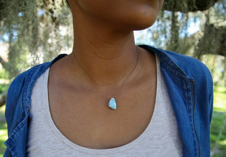 Larimar Freeform Cord Necklace