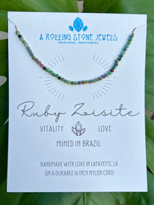 Ruby Zoisite Beaded Cord Necklace
