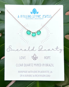 Emerald Quartz Triple Cord Necklace