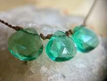 Load image into Gallery viewer, Emerald Quartz Triple Cord Necklace