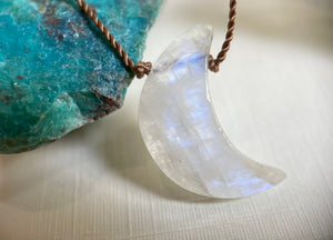Moonstone Moon Cord Necklace