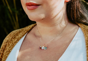 Birthstone Charm Necklace // Mothers Necklace