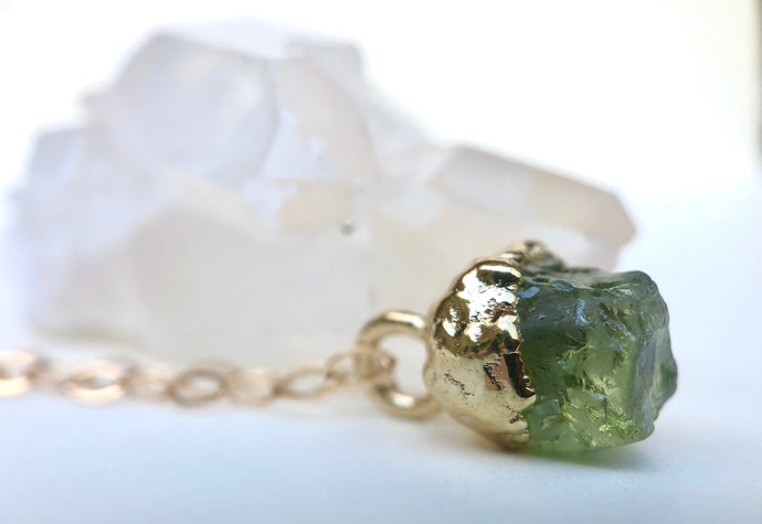 Peridot Drop Necklace // August